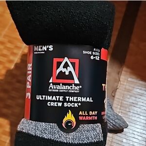 Avalanche Men's Ultimate Thermal Crew Sock, 3-pair
